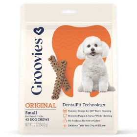 GROOVIES Dog Dental Chews 12oz Small 43ct