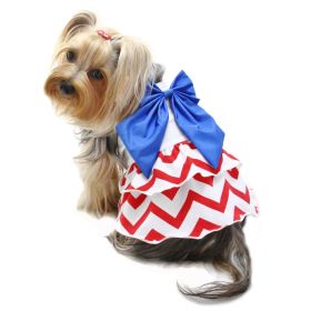 Patriotic Red/White/Blue Large Bow Sundress (Color: L, size: )