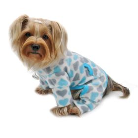 Blue & Gray Hearts Fleece Turtleneck Pajamas (Color: XL, size: )