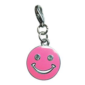Happy Face with Sparkling Eyes Enamel Charm (Color: Pink, size: )