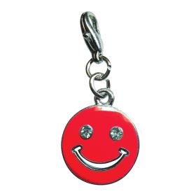 Happy Face with Sparkling Eyes Enamel Charm (Color: Red, size: )