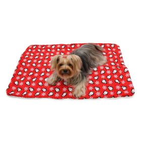 Penguins & Snowflakes Flannel/Ultra (Color: Plush Blanket, size: red)