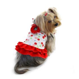 Soft Knit Cotton Cherries Dress w/Shoulder Ties (Color: S, size: )