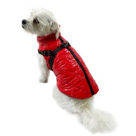 Water Resistant Puffy Vest with Built (Color: In Harness, size: red)