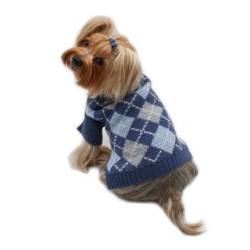 Argyle Turtleneck Sweater in Navy/Grey/Light Blue (Color: XS, size: )