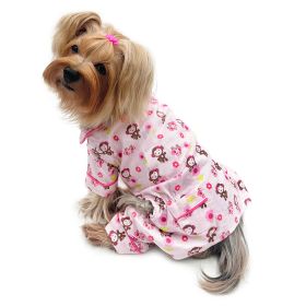 Girly Monkey Flannel Pajamas with 2 Pockets (Color: M, size: )